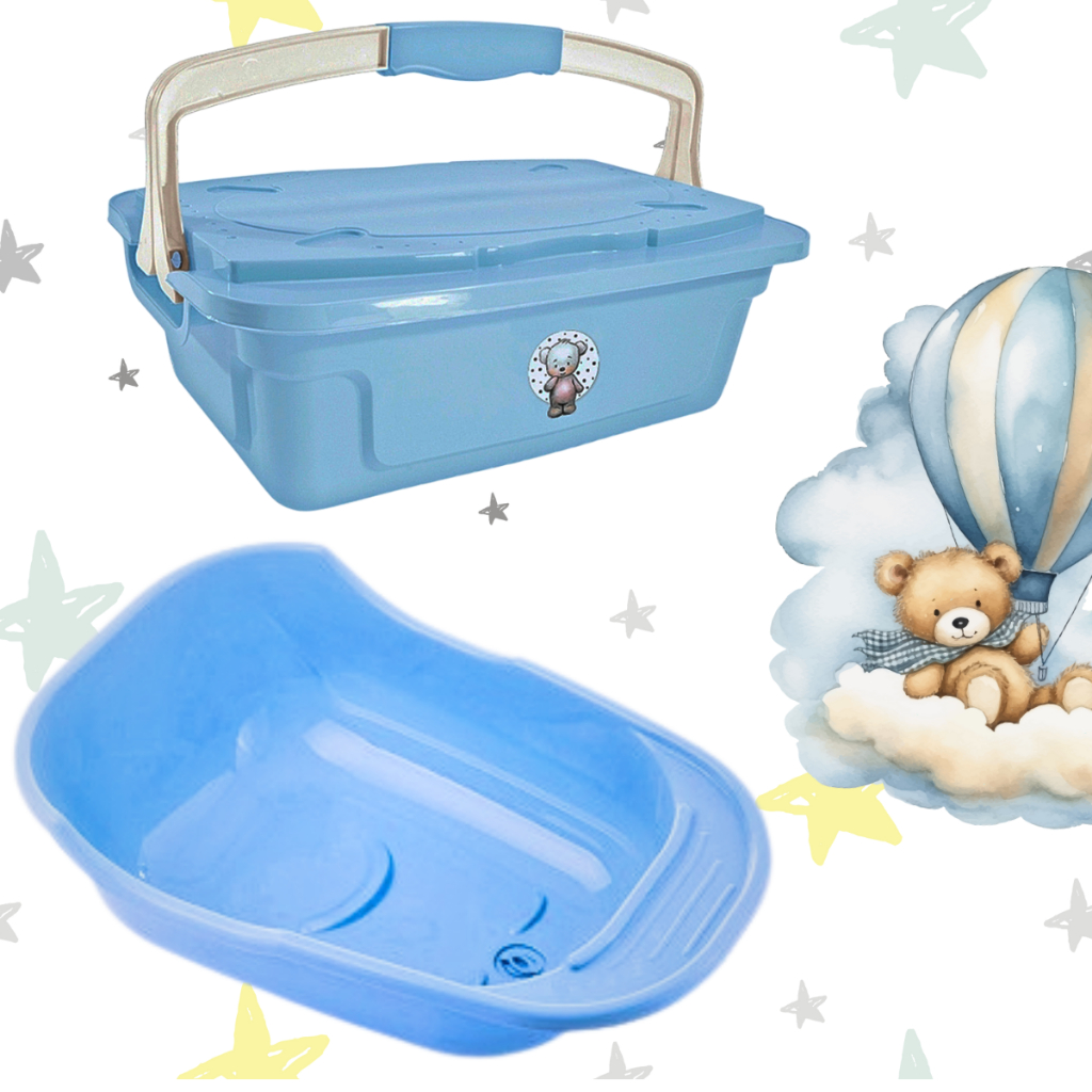 Kit Baby Banheira + Organizador com Alça e Travas de segurança Higiene do bebê Banho segur...