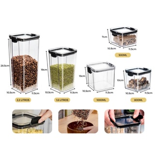 Pote Hermético Clear Com Tampa Organizador Monte Seu Kit trava cozinha em Oferta na Shopee