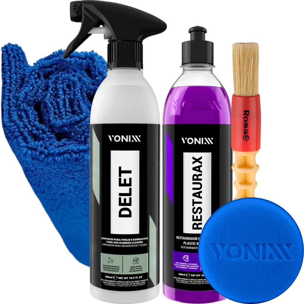 Limpador de Plasticos Delet + Revitalizador Restaurax Vonixx