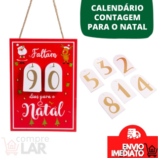 Calendário Contagem Regressiva Para Natal Placa Decorativa Natalina Mdf Decoração Quadro Papai Noel em Oferta na Shopee