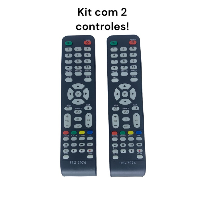 kit com 2 Controle Remoto Compátivel Tv Cce Lcd Sky-7974