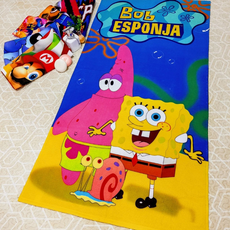 Toalha de Banho e Praia Temática Personalizada do BOB ESPONJA Gigante em Oferta na Shopee