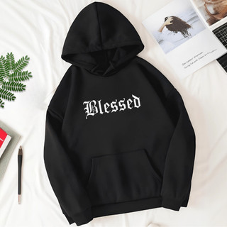 Moletom Premium Blessed Estampado Canguru Blusa de Frio Unissex Bolso e Capuz Masculino Feminino