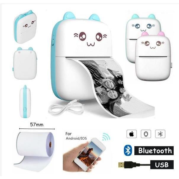 Imagem Mini Impressora Térmica Portátil Desenho Animado Foto Impressora De Impressão Sem Fio Para Android/Ios