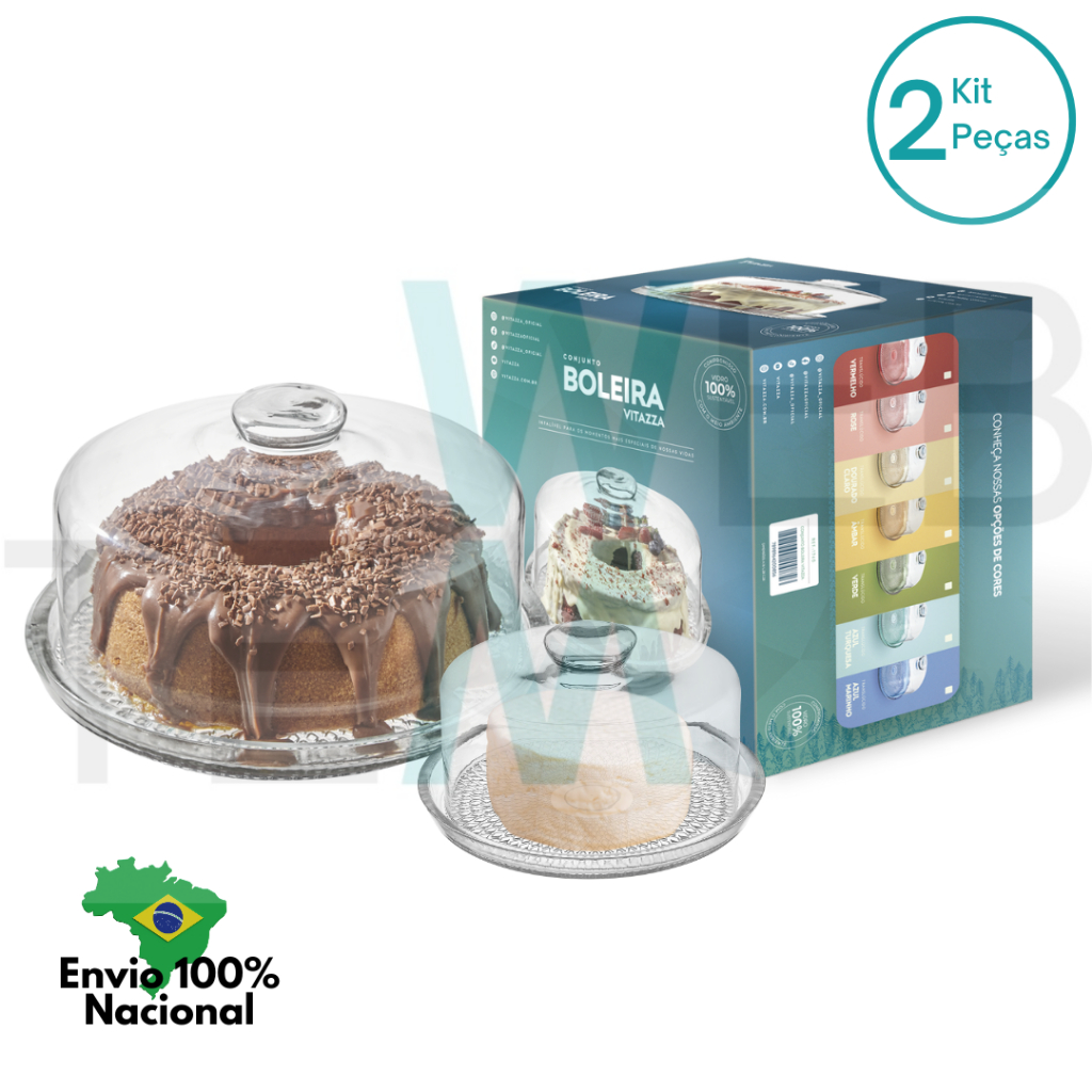 Conjunto Boleira e Queijeira de Vidro Vitazza Sofisticado para Mesa Posta, Café da Manhã e Ocasiões Especiais, Praticidade e Estilo para Organização Doméstica, Decoração e Charme Sustentável