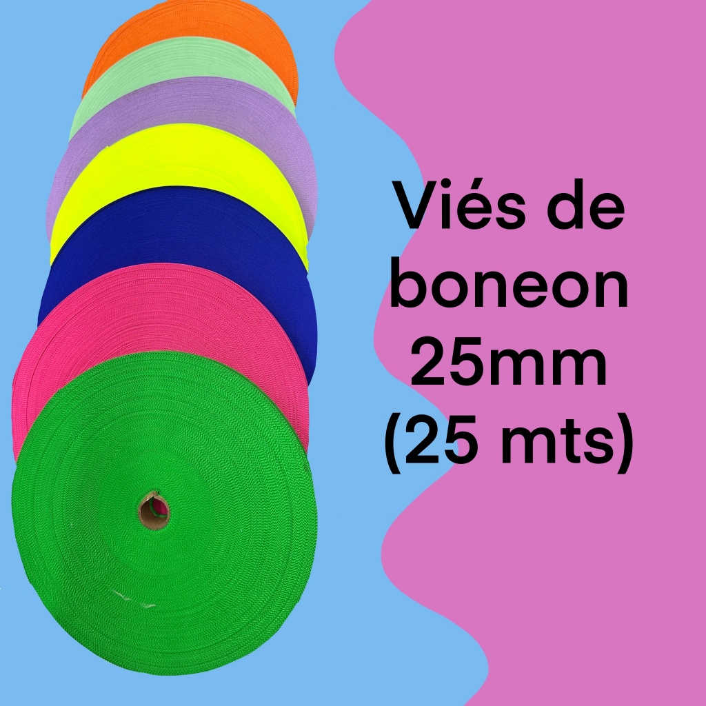 25 mts de Viés de boneon de 25mm - varias cores - para bolsas e mochilas