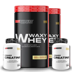 Kit 2x Whey Protein Waxy Whey 900g + Creatina Power 100g Bodybuilders