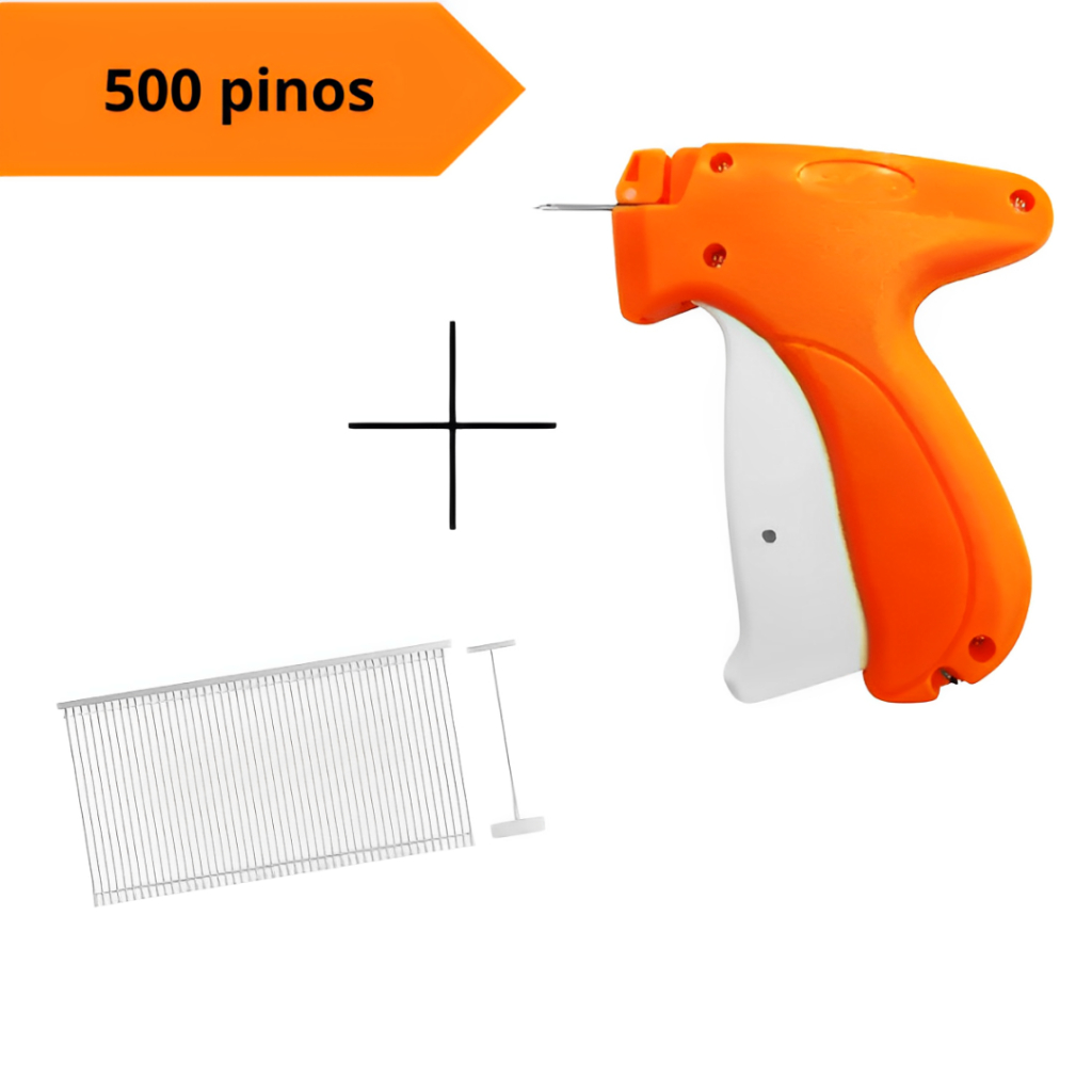 Kit Aplicadora de Tags e Etiquetas com 500 Pinos Plásticos para Roupas e Tecidos Aplicador Tag Pin