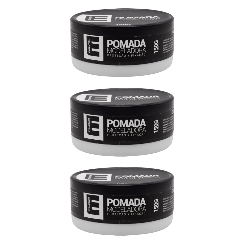 3 Uni Pasta Modeladora para Cabelo Efeito Brilho Evolution Barber 150gr