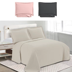 Colcha Cobre Leito Queen kit 3 peças Dupla Face Microfibra Soft Ultrassônico - Camesa