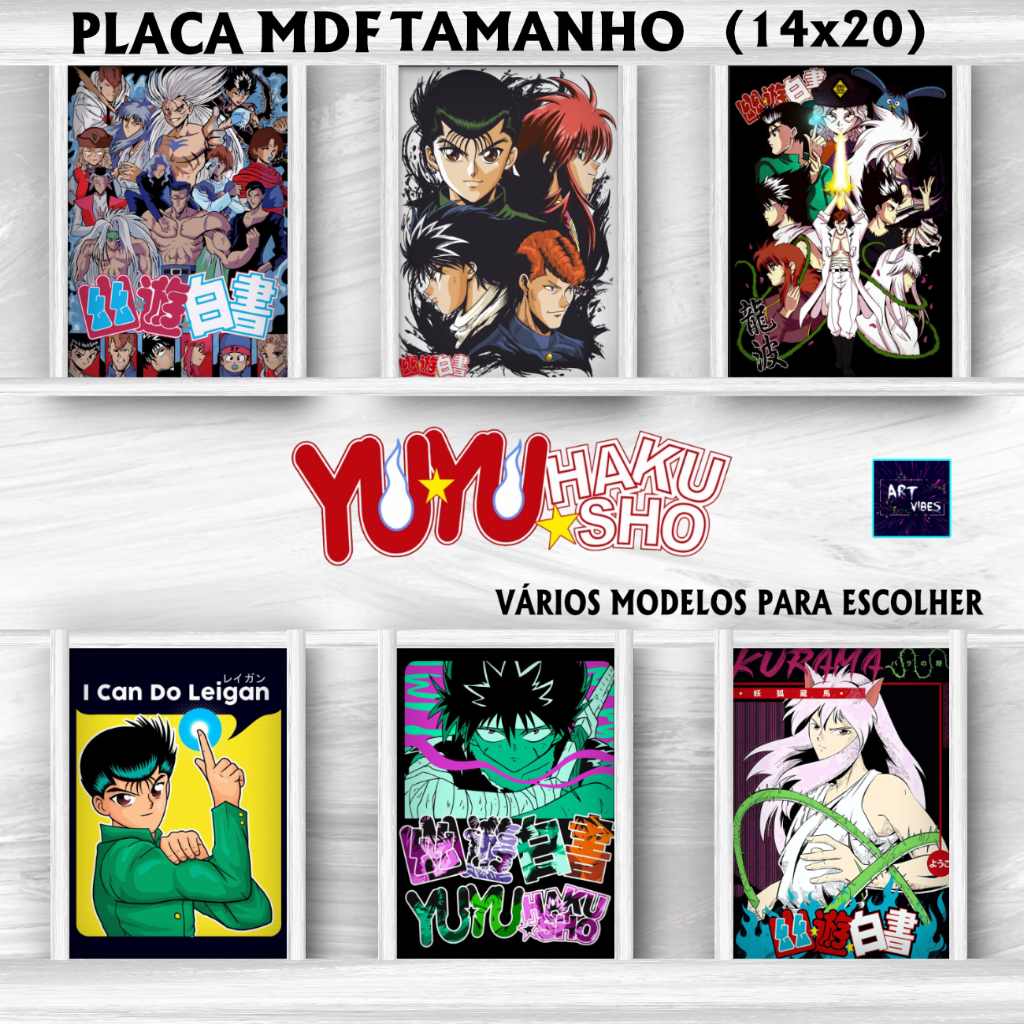 Placas Decorativas Quadros  Yuyu Hakusho Anime Geek Quarto Decoração