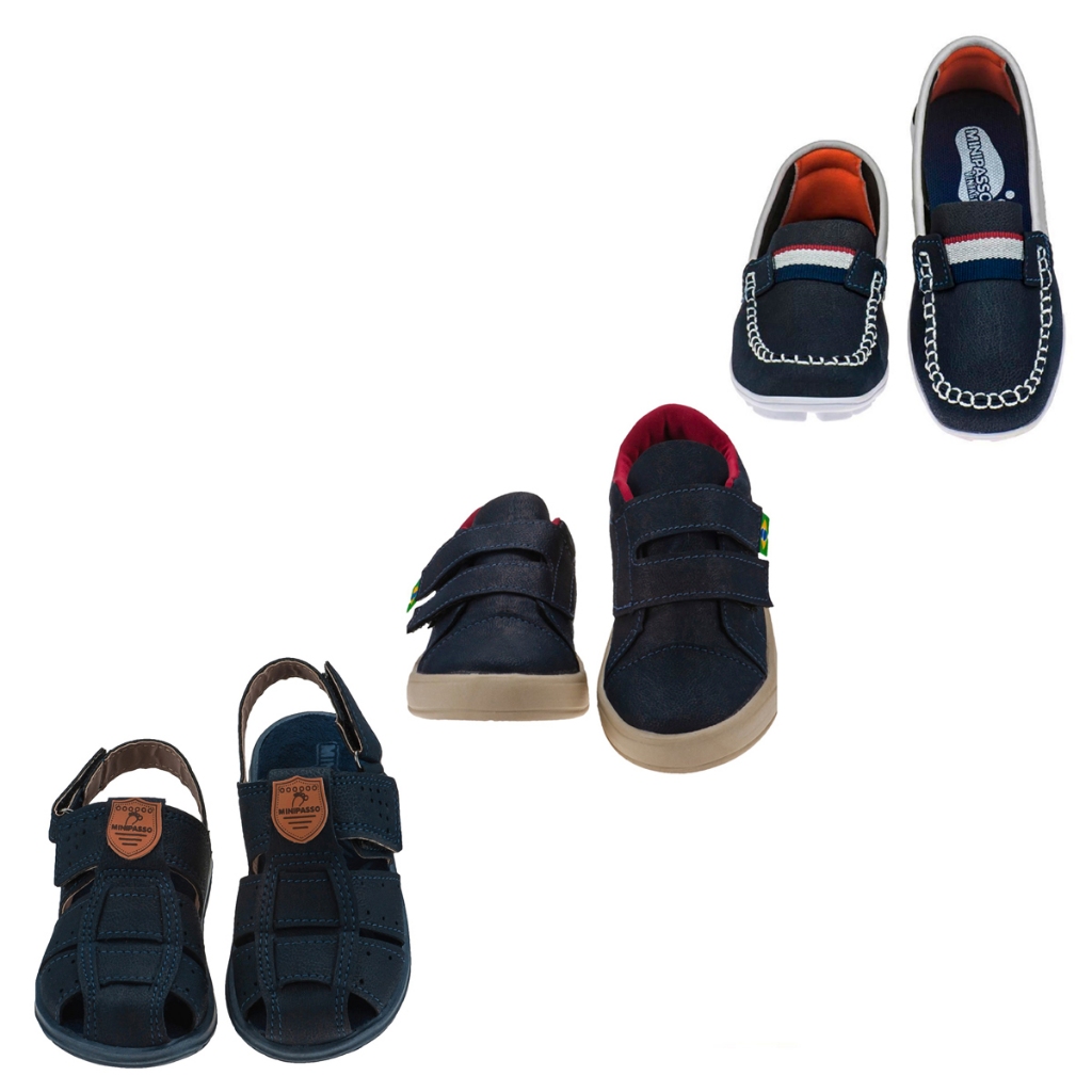 Kit 3 Pares Calçados Infantis Combo Mocassim Masculino Papete Masculina e Sapatenis Menino em Oferta na Shopee
