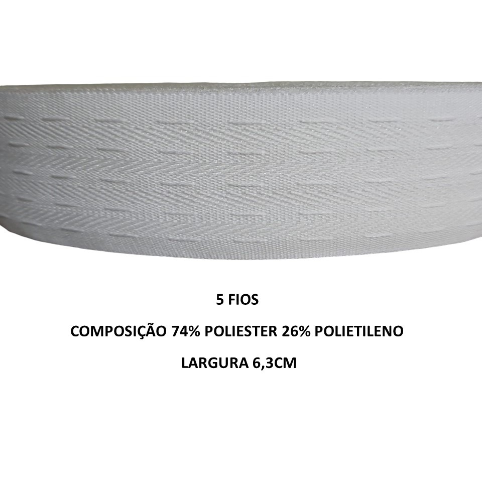 5 Metros de Franzidor 5 Fios Algodão Branco - Ideal para Confecção de Franzido e Pregas em Cortinas