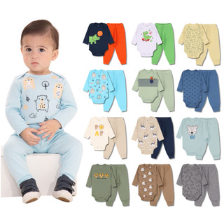 Kit 12 Peças de Roupas para Bebê Menino (6 Body Longo + 6 Calça Mijão)Kit 6 Body Roupa In…