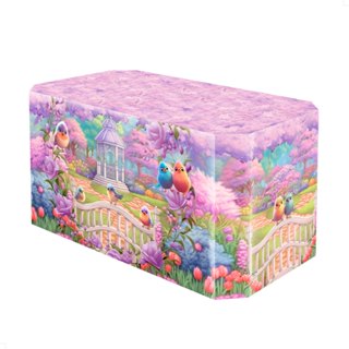 Capa Forro de Mesa Festa Decoração Aniversário Jardim Encantado Lilás Sublimado Em Tecido Veste Fácil em Oferta na Shopee