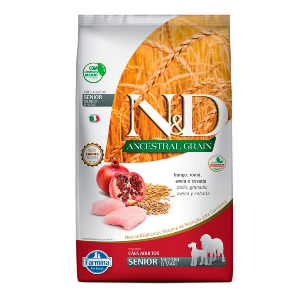 Ração Ancestral Frango Cães Senior Raças Médias 2,5kg N&D