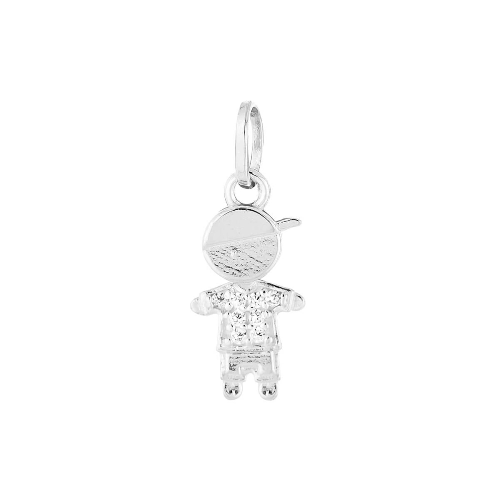Pingente Prata 925 Legitima Menino Com Zircônia 15mm