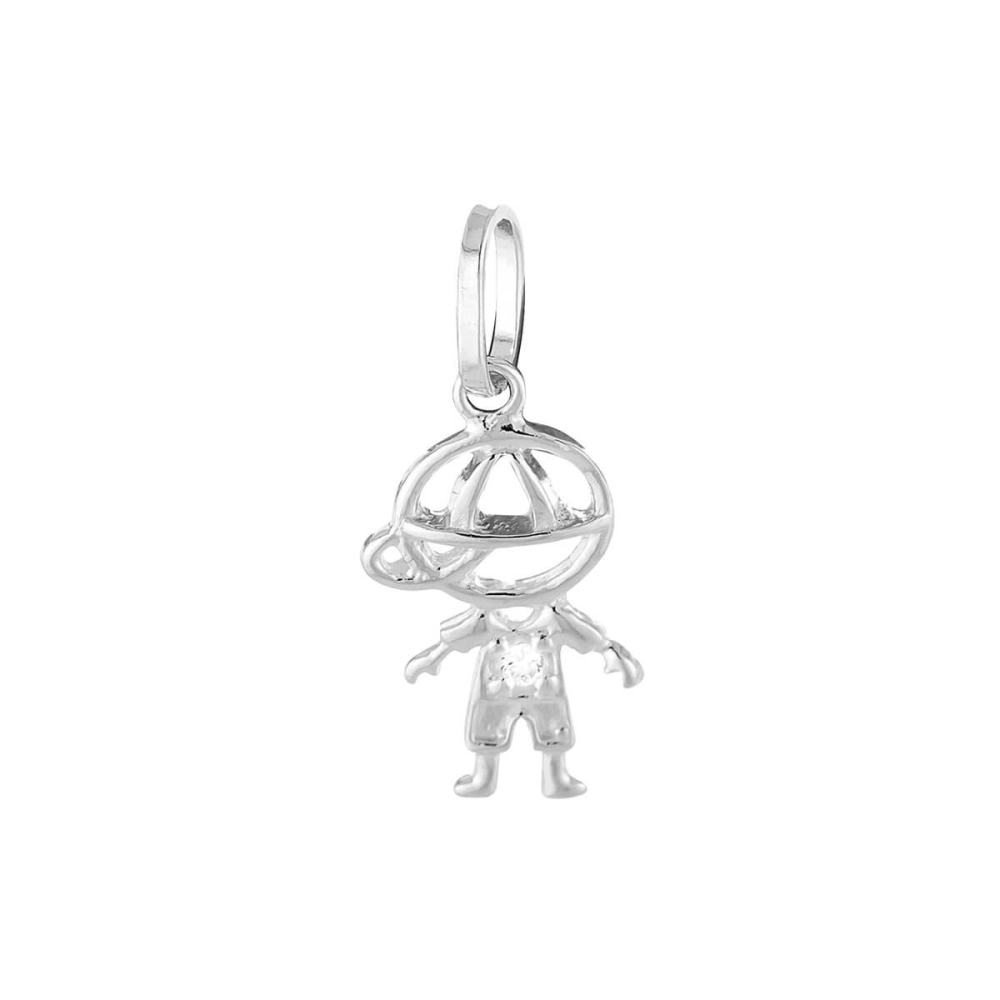 Pingente Prata 925 Legitima Menino Com Zircônia 13mm