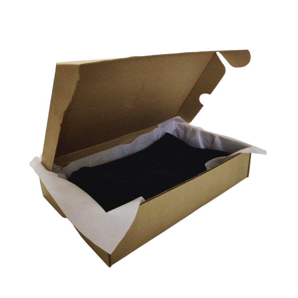 Caixa de Papelão para Envio de Roupas Camisas e Camisetas com Papel Seda Incluso Kit 1 a 25 Unidades