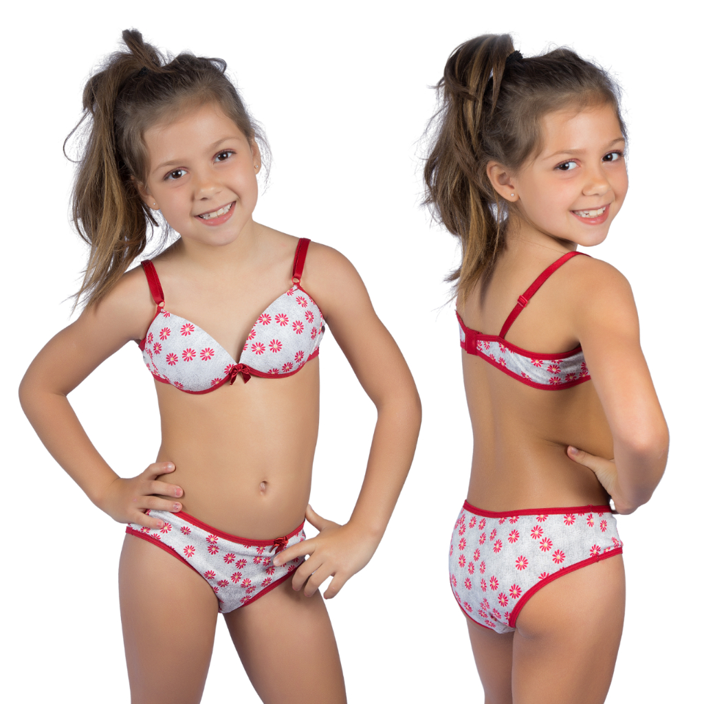 Kit C/ 2 Conjuntos De Bojo Infantil Menina Moça Estampado Sutiã Calcinha Feminina Confortável