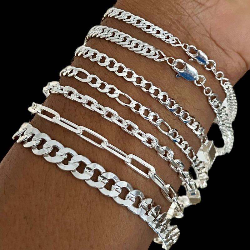 Pulseira Masculina Prata Banhado a 925 Modelos Variados