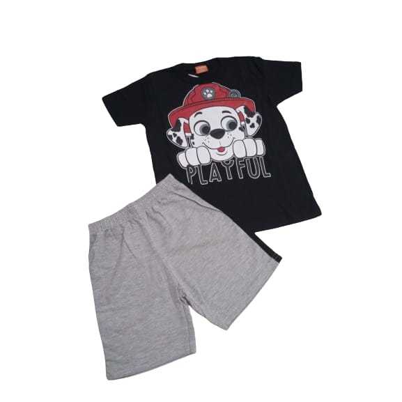 CONJUNTO INFANTIL PATRULHA CANINA VERÃO MENINO ROMITEX CAMISETA+BERMUDA