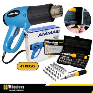 Kit Soprador Térmico 1500W 110 volts + Jogo de Soquete com 41 peças e Maleta - Gamma/Titanium em Oferta na Shopee