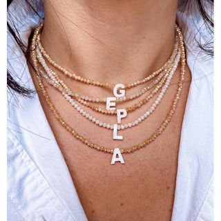 CHOCKER CRISTAL ITALIANO E INICIAIS EM MADREPÉROLAS