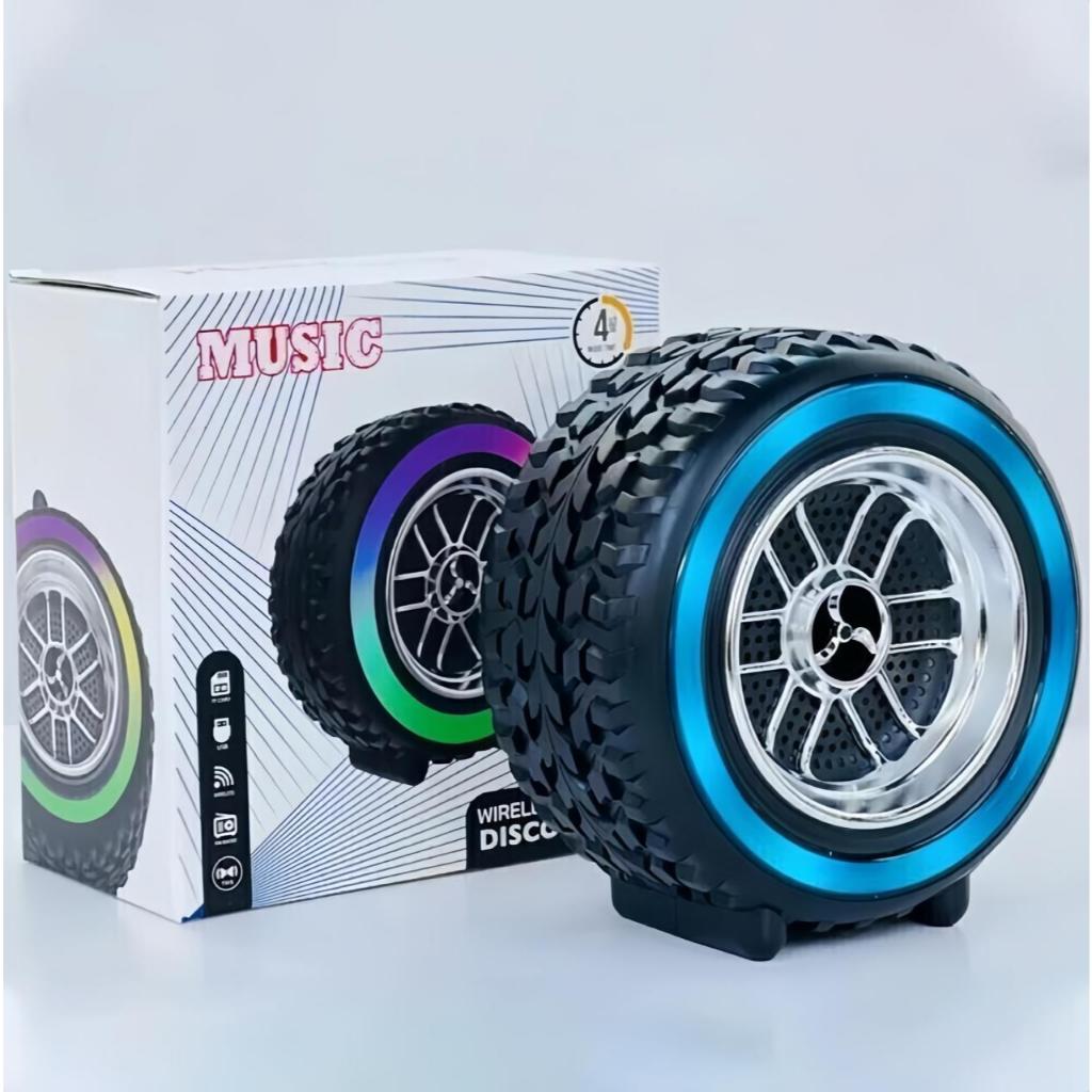 Caixa de Som Roda Decorativa Radio FM Led RGB