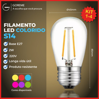 Lâmpada Filamento Colorido LED S14 2W E27 Luz Colorida Ambar Retrô Vintage 220V em Oferta na Shopee