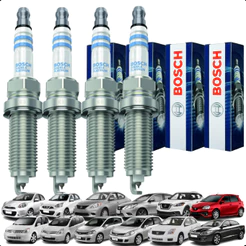 Kit Jogo de 4 Velas Bosch Sentra Livina Kicks March Versa Tiida