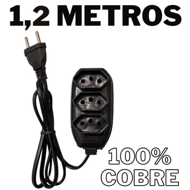 EXTENSÃO CABO PP PLANO 100% COBRE - 1,20 METRO em Oferta na Shopee