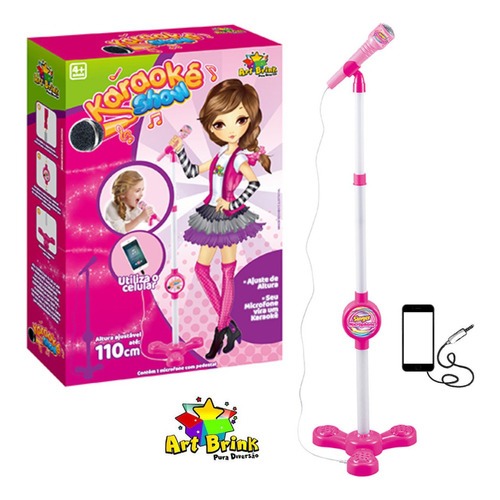 Microfone Karaokê com Pedestal Infantil Menina Conecta com o Celular Karaokê Altura Ajustável em Oferta na Shopee