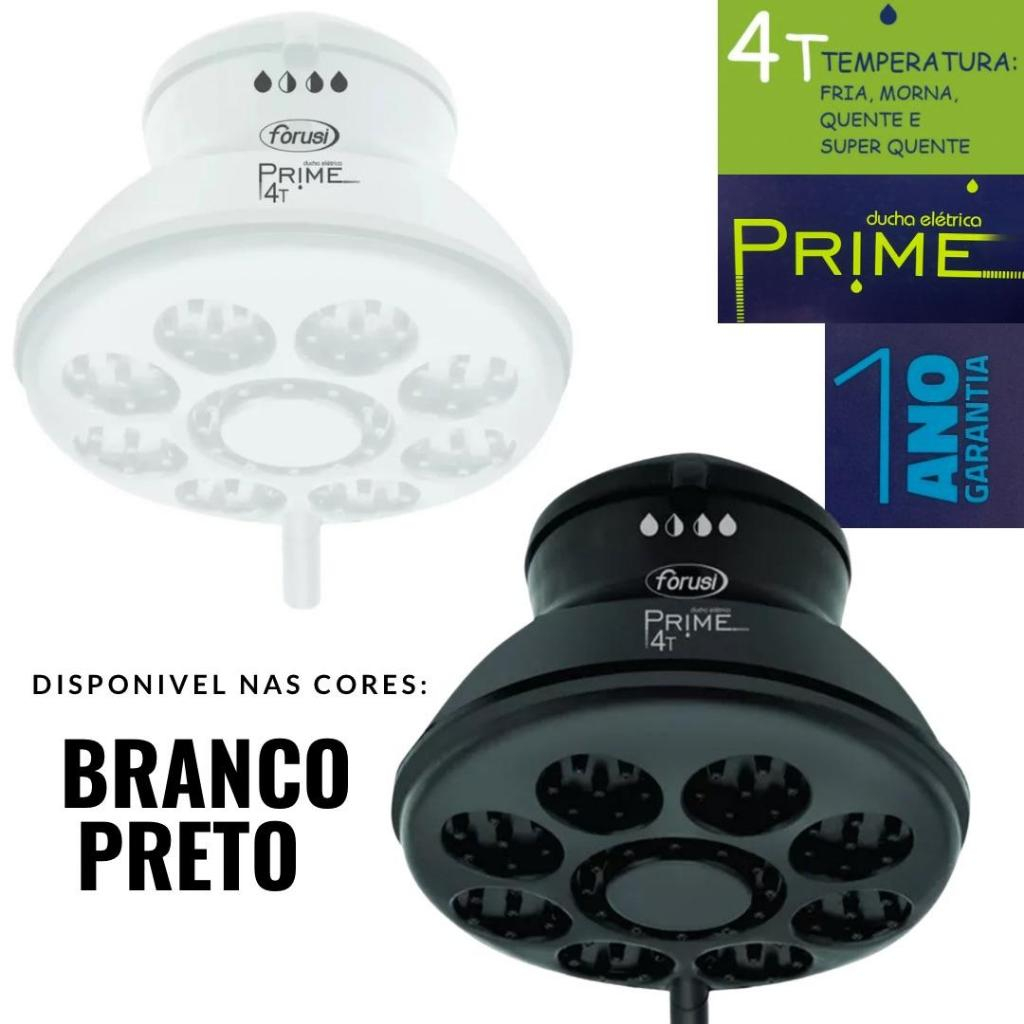 Chuveiro Ducha 4 temperturas Prime 127V 220V Forusi Preto e Branco