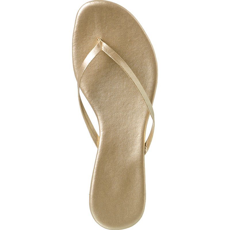 Chinelo Rasteira Verão Feminina Tiras Free Flats Napa Dourada Macia Casual Conforto