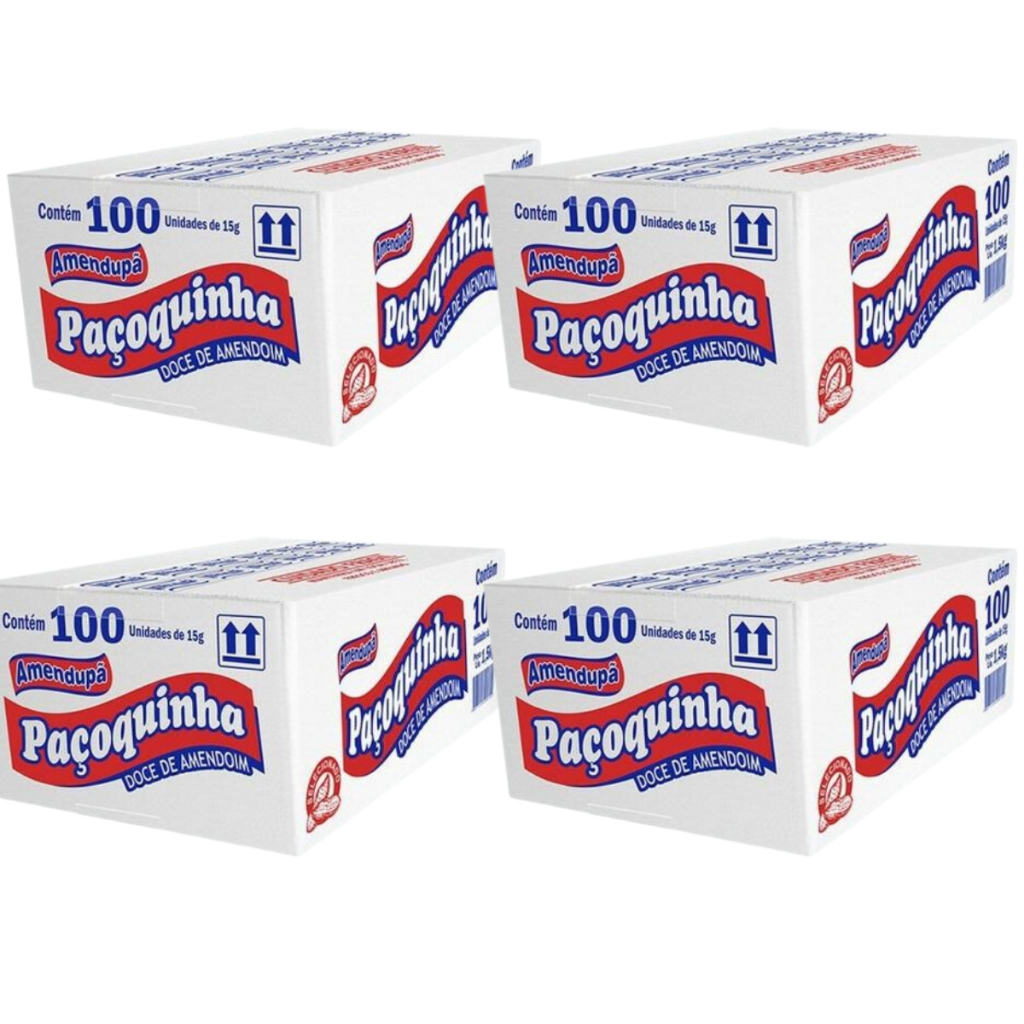 Kit 4x Paçoca Rolha 1,5KG 100unid - Paçoquinha Amendupã Atacado
