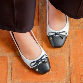 Sapatilha Feminina Bicolor com Laço Sapato Feminino Duas Cores em Oferta na Shopee