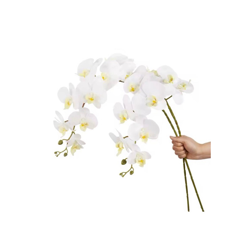 5 Orquídeas Artificial Toque Real Silicone Branca Flor
