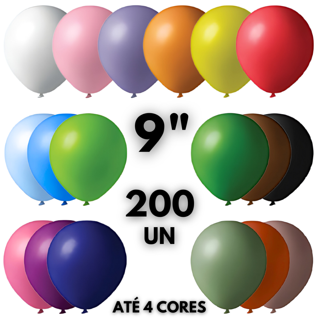 Balão Bexiga Látex 9 Polegadas 200 Unidades Festa Aniversário Comemoração em Oferta na Shopee