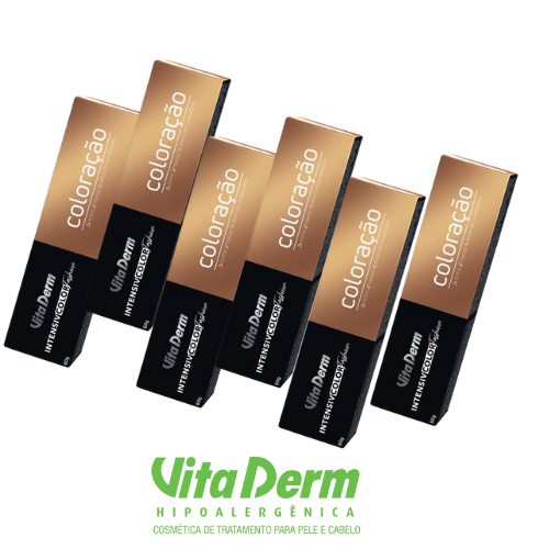 KIT COM 6 COLORAÇÃO 6.0 LOURO ESCURO 60G CREME- VITA DERM