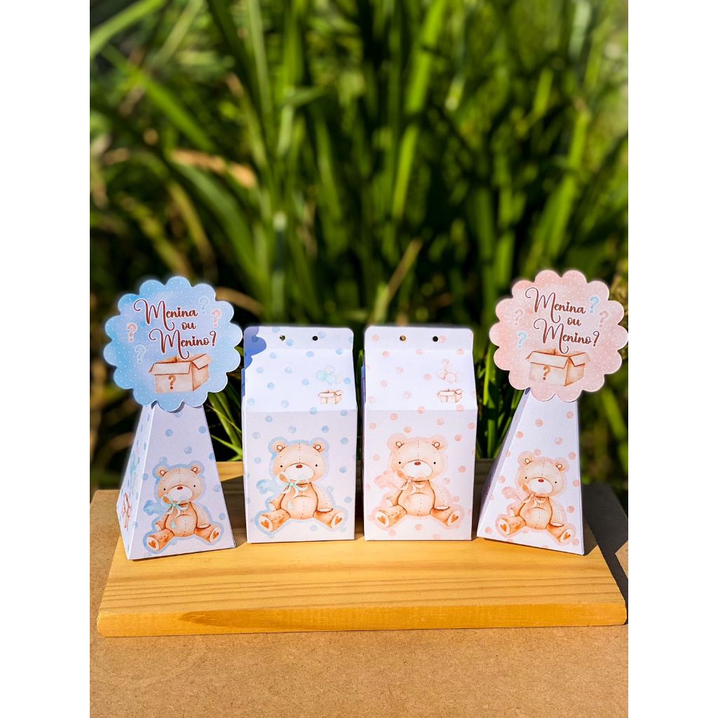 Kit caixinhas Chá Revelação Ursinho - Rosa e azul - Papelaria Personalizada / Lembrancinhas / Peque e monte