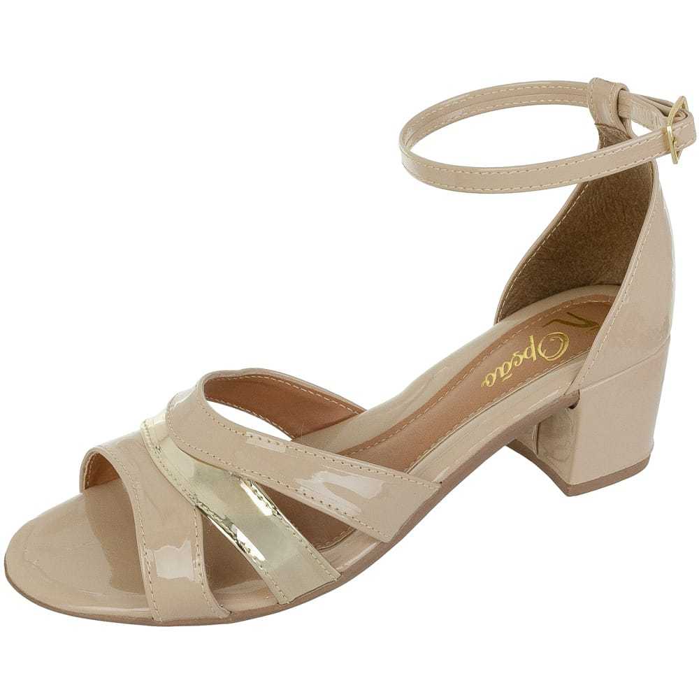 Sandalia Feminina de Salto Baixo Fivela Lateral