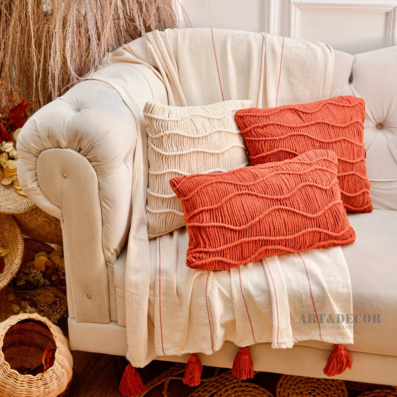 Manta para Sofá Xale Frizz Pompom Boho Chic