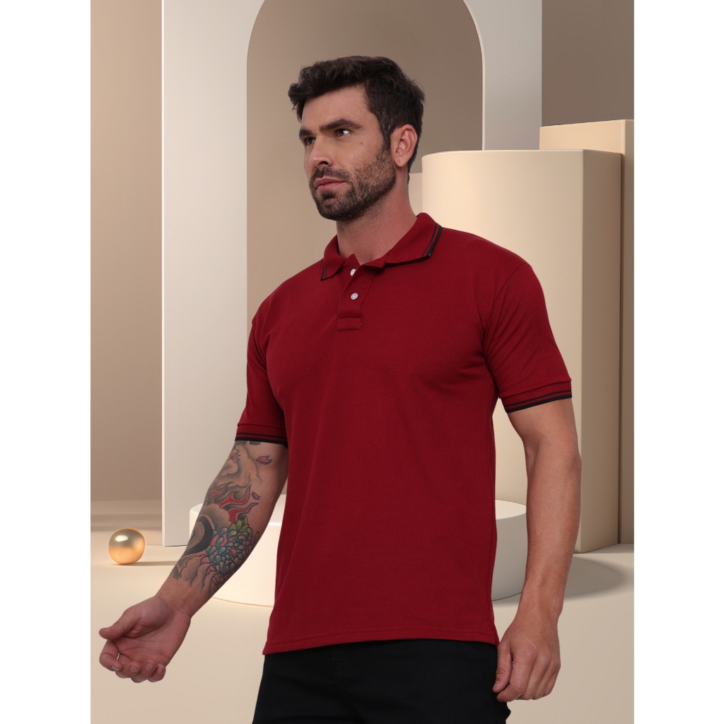 POLO Camisa Gola  Masculina Camiseta de AlgodãoRoupas casuais de escritório-moda clássica em Oferta na Shopee