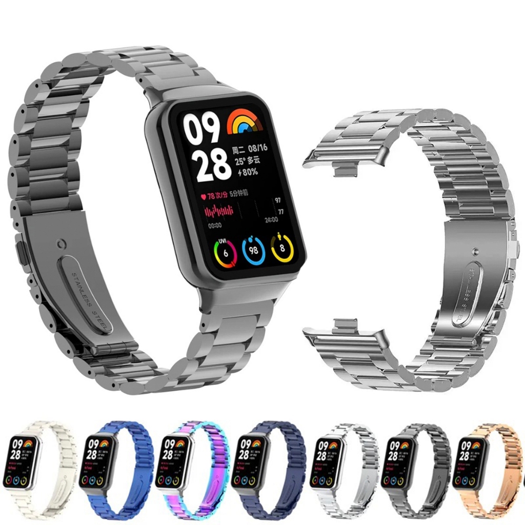Pulseira para Xiaomi Smart Band 8 pro Elos de metal em aço inoxidável Mi band 8 pro