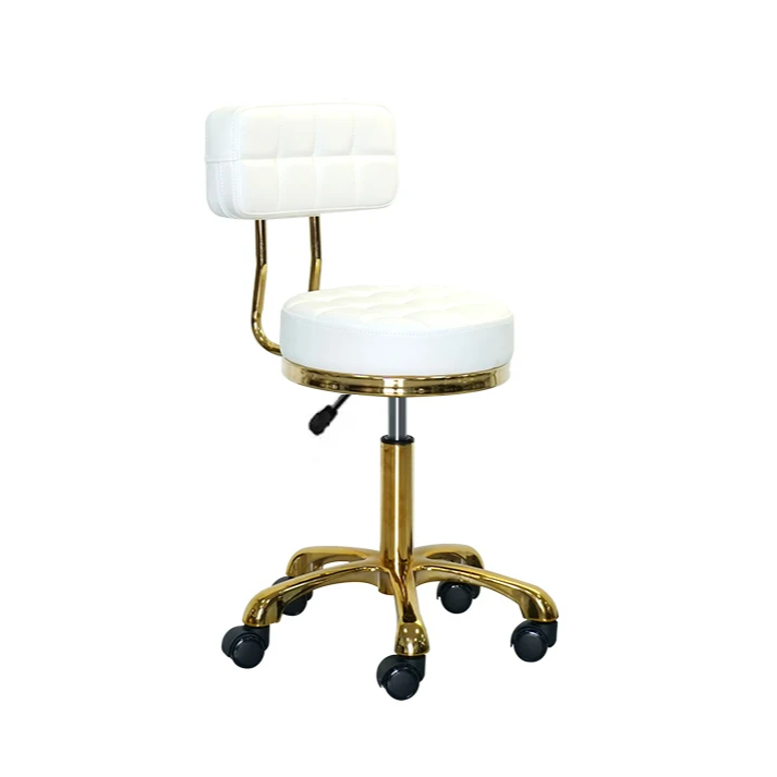 Cadeira Mocho Gold Dourado Estética Clinica Salão Designer Consultório Tatuador Escritório Penteadeira Preto ou Branco