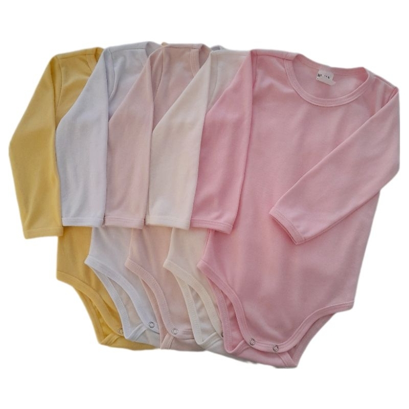 kit body bebe infantil manga longa malha canelada 1,2