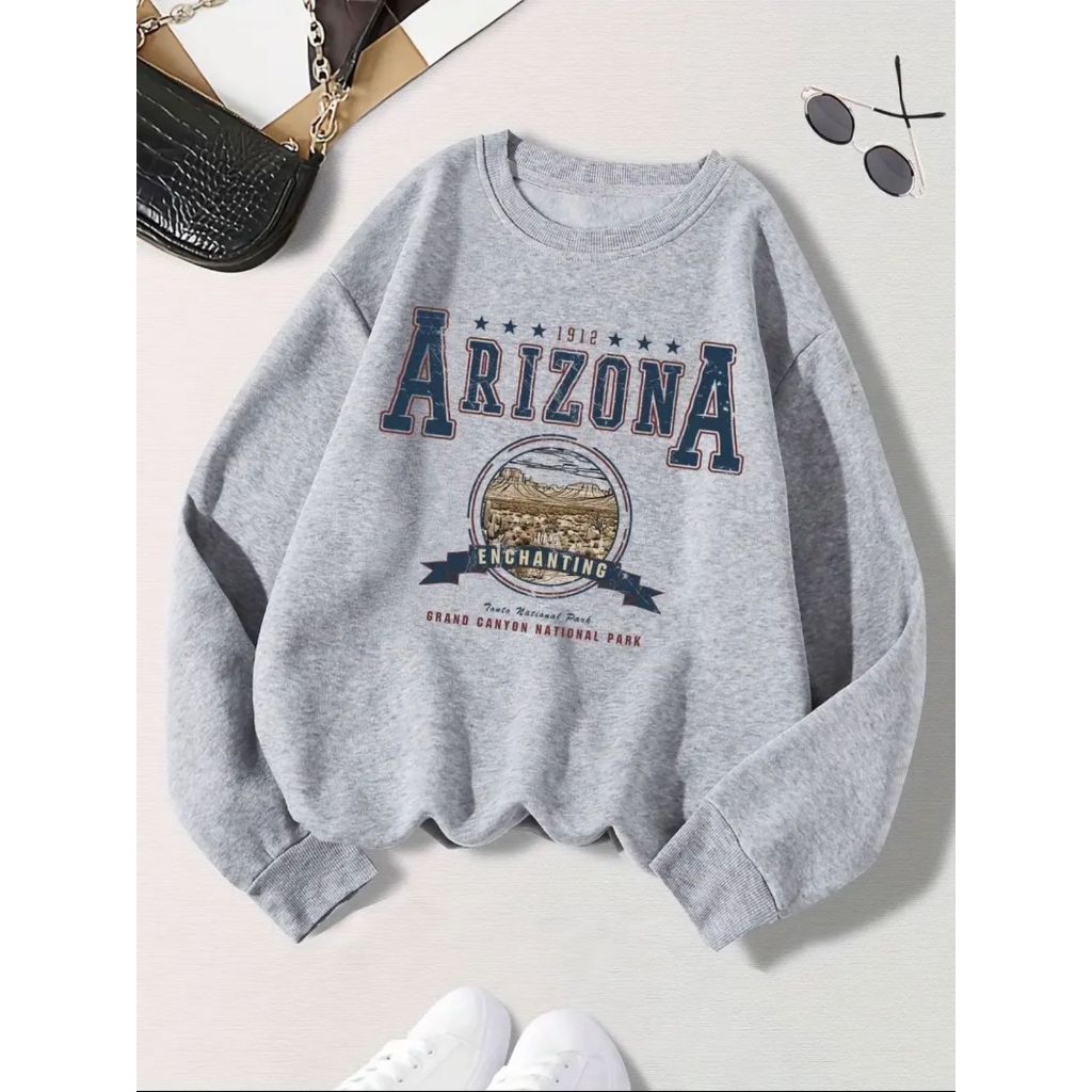 Moletom Careca 1912 Arizona Gola Redonda Casaco Feminino Masculino Flanelado Unissex Inverno Frio Algodão