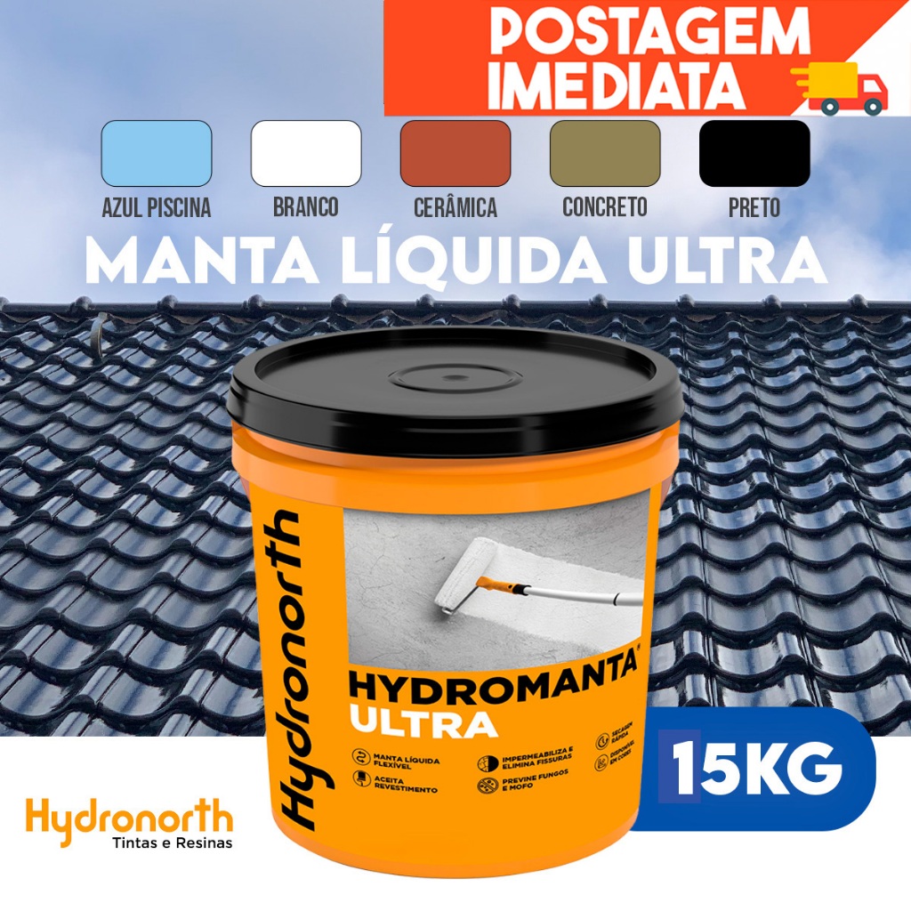 Manta Liquida Ultra Emborrachada Flexivel Para Lajes Telhas Parede Piscina - Balde 15kg