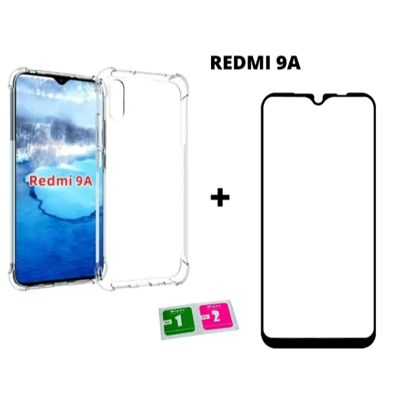 Kit Capa Anti-Impacto + Película 3D/9D P/ Redmi 9A